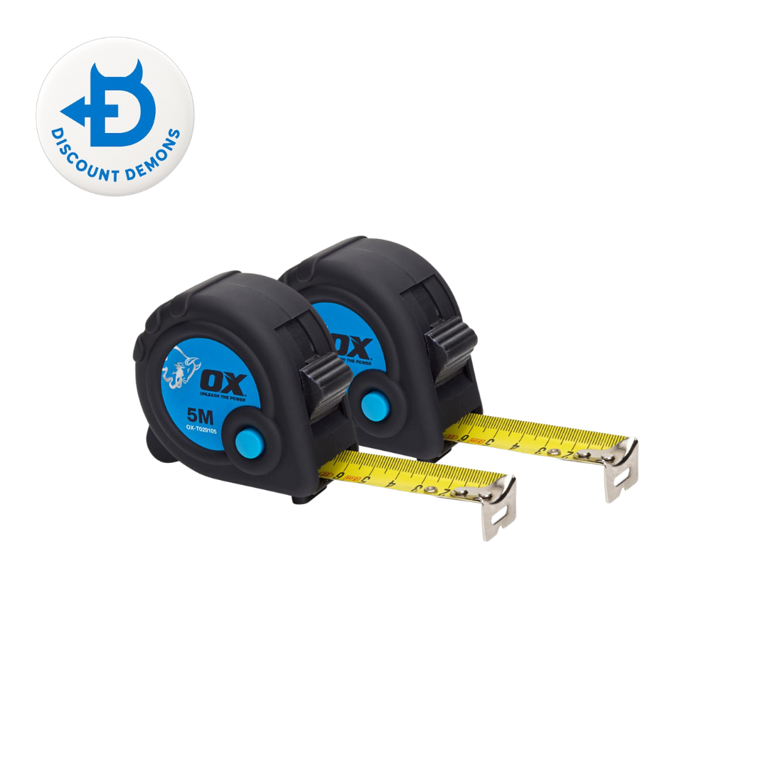 Ox Trade 5m Tape Measure - Metric Only (Pack Of 2)