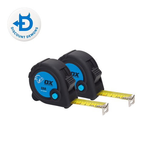 Ox Trade 8m Tape Measure - Metric Only (Pack Of 2)