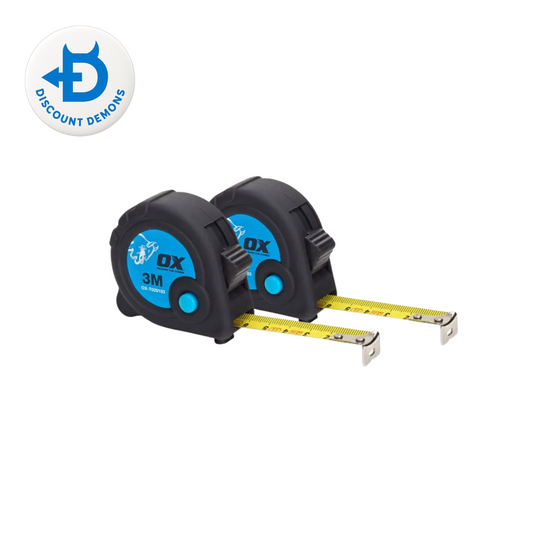 Ox Trade 3m Tape Measure - Metric Only (Pack Of 2)